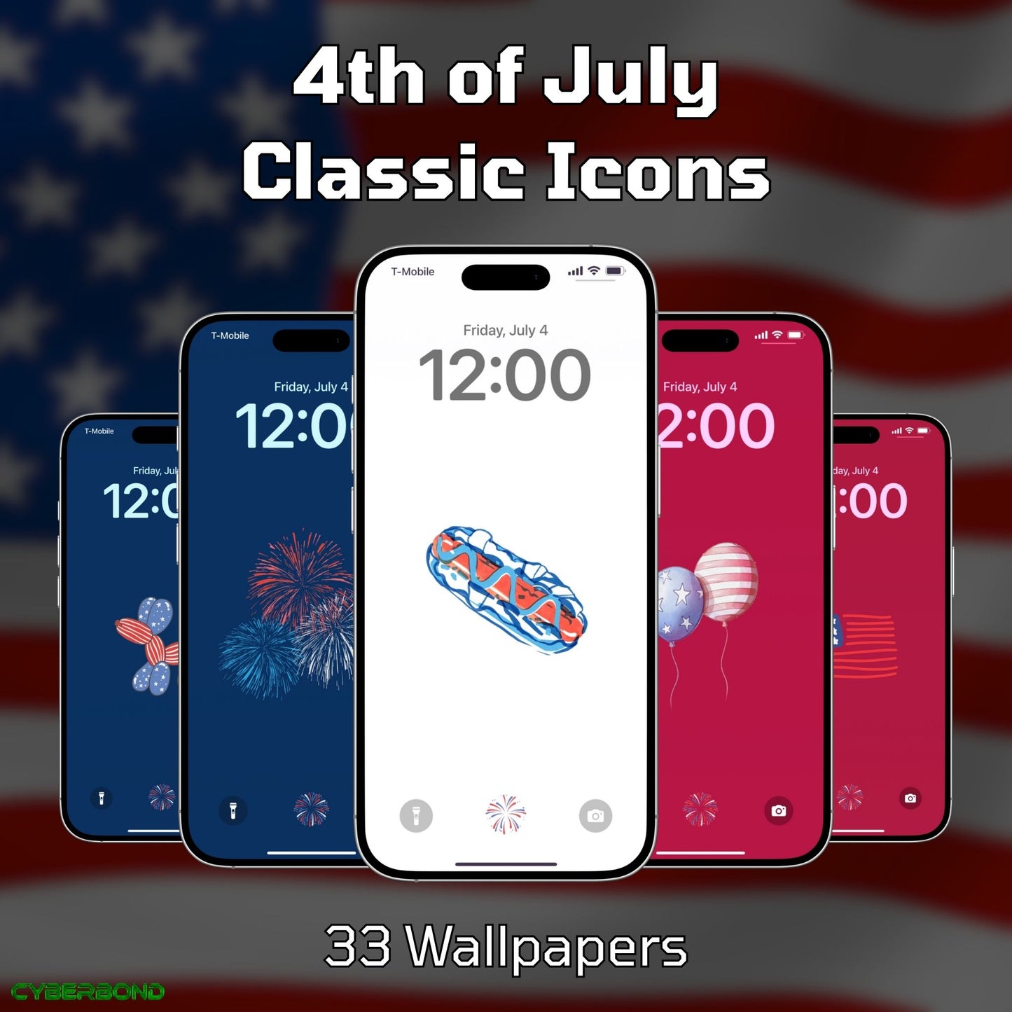 Classic USA Icons | 4th of July iPhone Wallpaper Pack