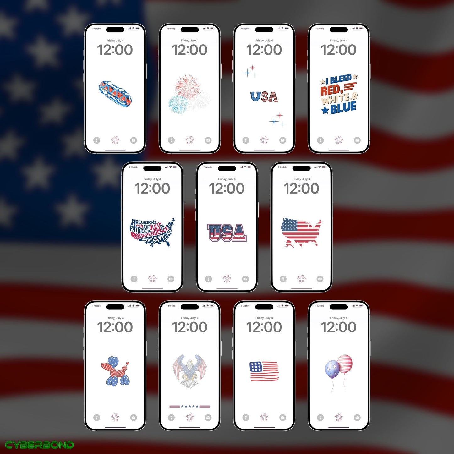 Classic USA Icons | 4th of July iPhone Wallpaper Pack