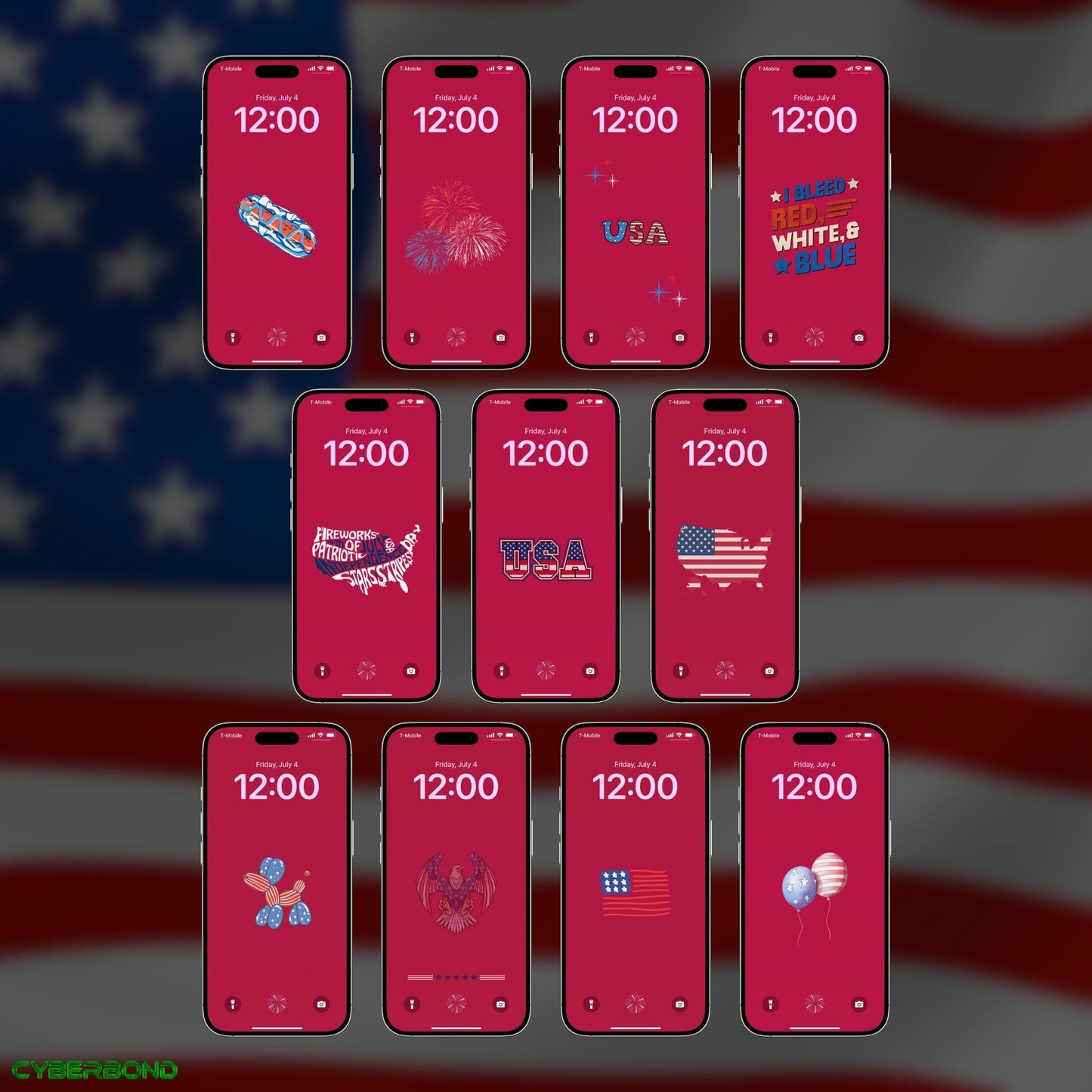 Classic USA Icons | 4th of July iPhone Wallpaper Pack