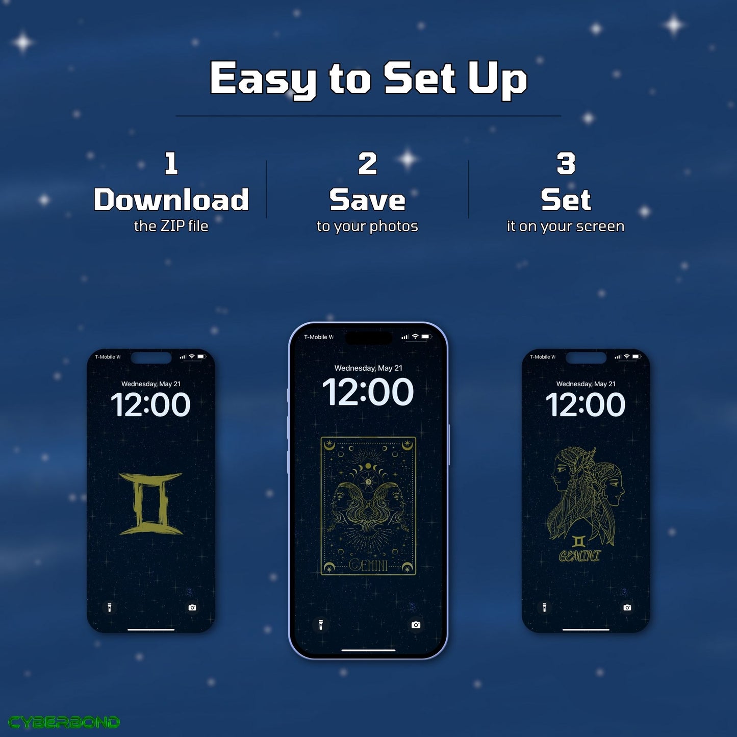 Night Sky | Gemini Star Sign Zodiac iPhone Wallpaper Pack