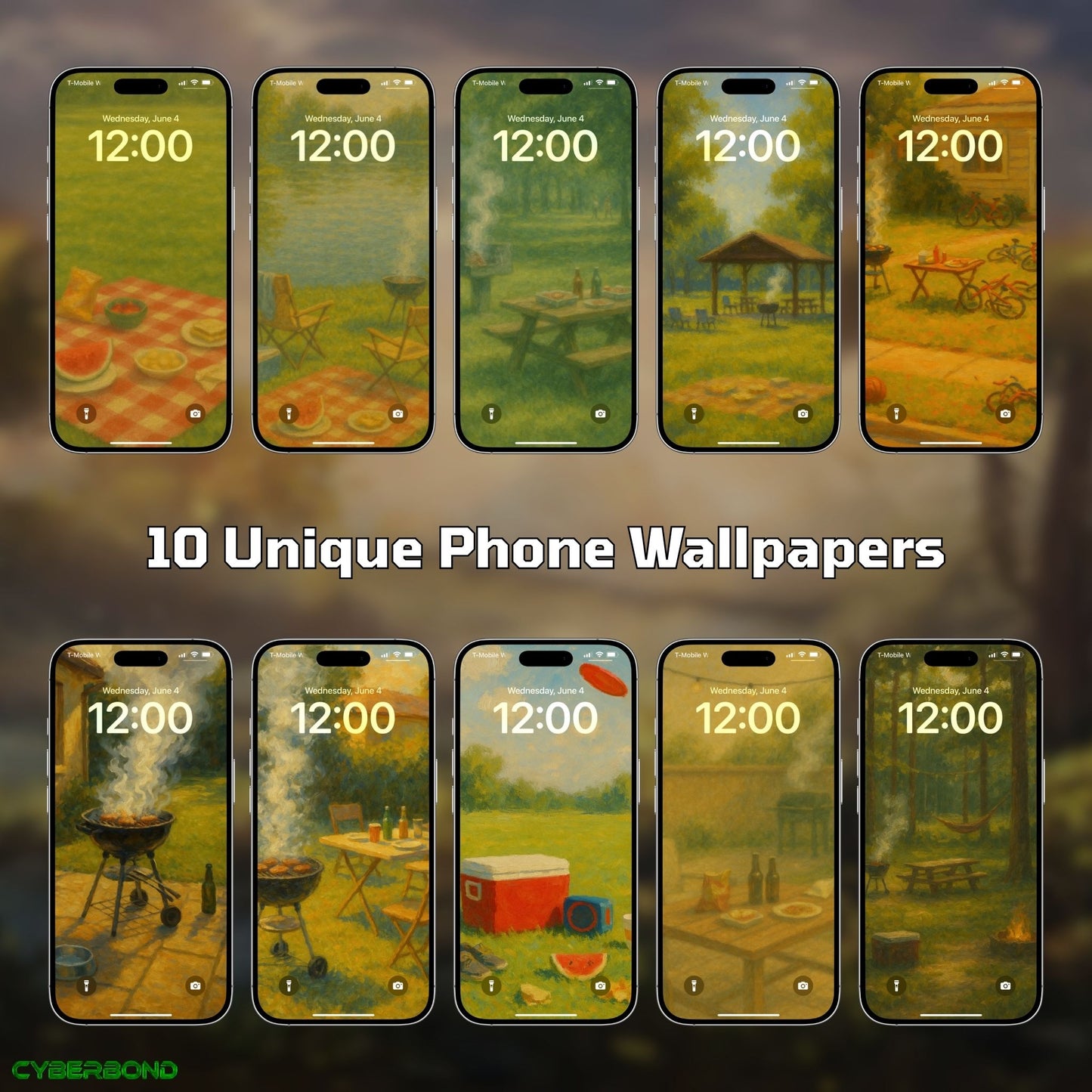 Summer BBQ Oil Paintings | iPhone Wallpaper Pack