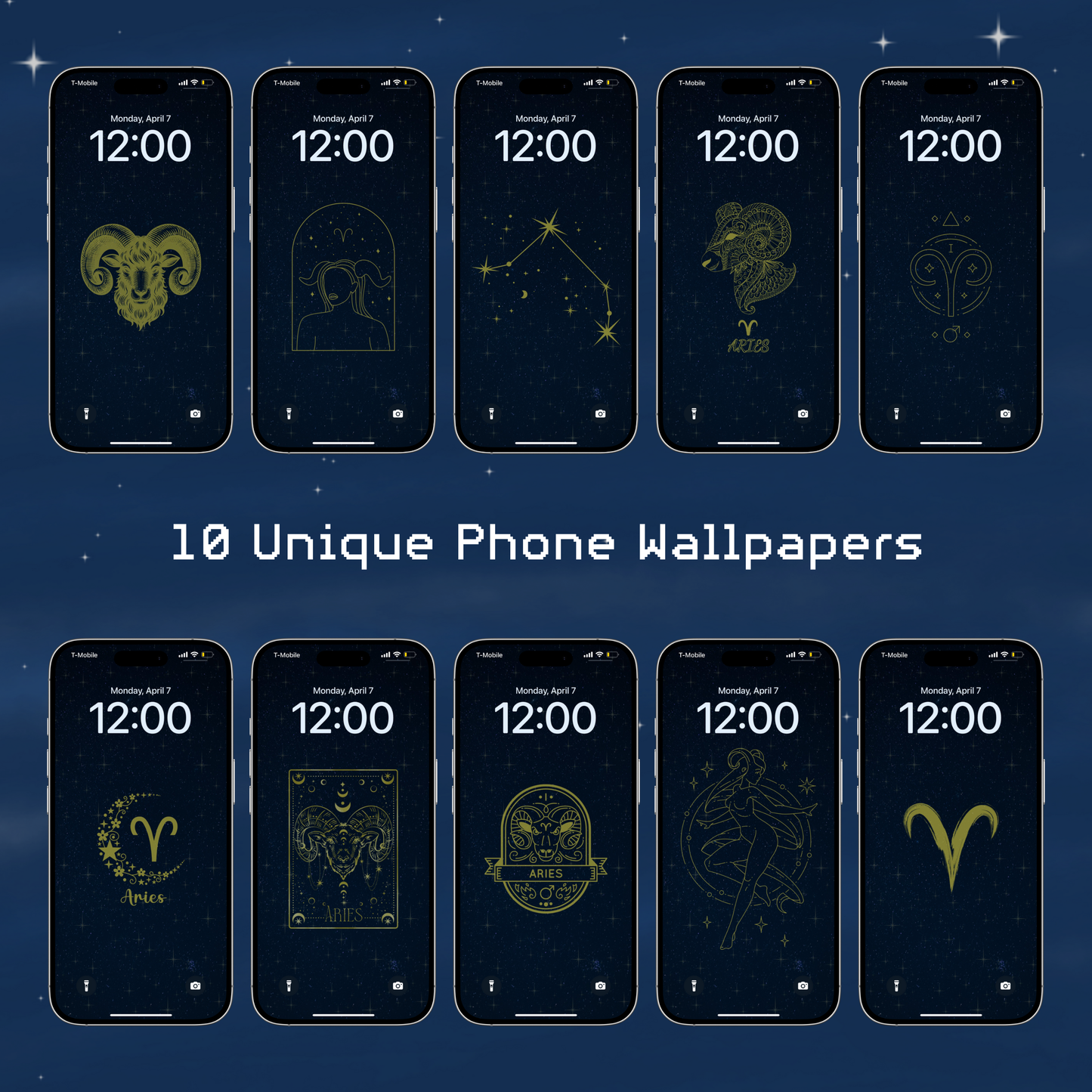 Night Sky | Aries Star Sign Zodiac iPhone Wallpaper Pack