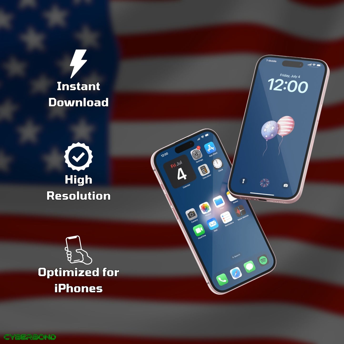 Classic USA Icons | 4th of July iPhone Wallpaper Pack