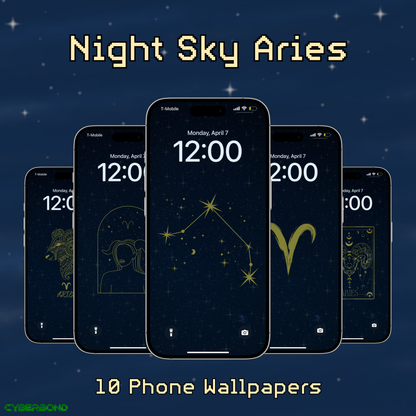 Night Sky | Aries Star Sign Zodiac iPhone Wallpaper Pack