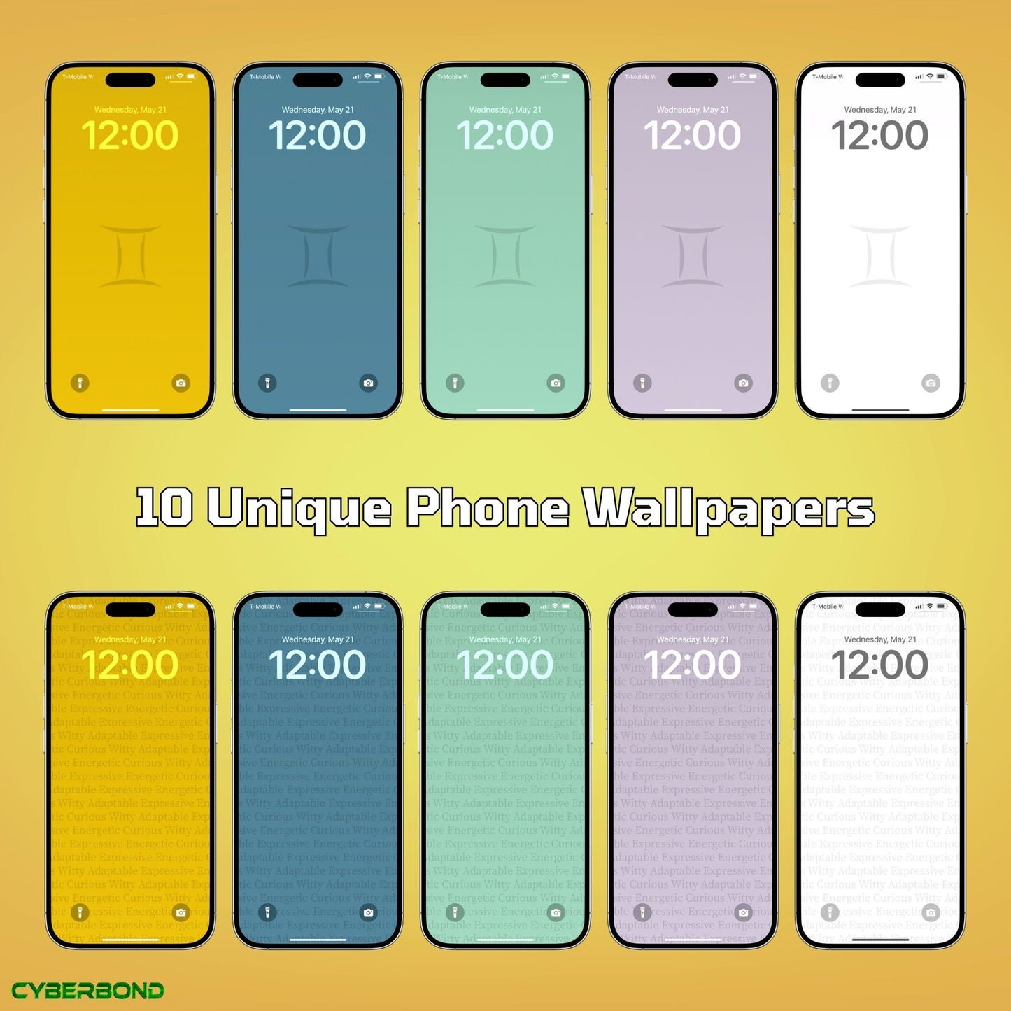 Split Color & Traits | Gemini Zodiac iPhone Wallpaper Pack