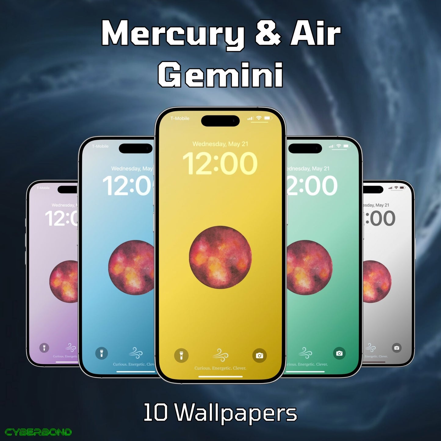 Mercury & Air | Gemini Zodiac iPhone Wallpaper Pack