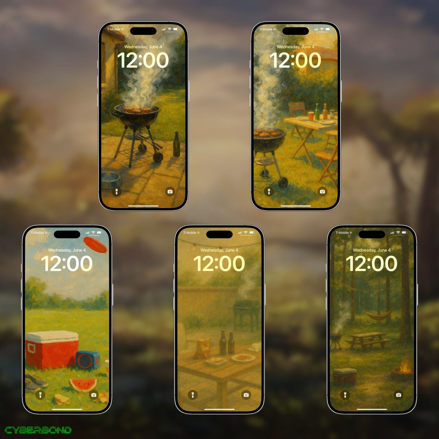 Summer BBQ Oil Paintings | iPhone Wallpaper Pack