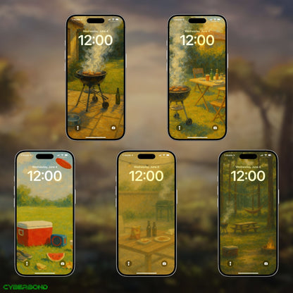 Summer BBQ Oil Paintings | iPhone Wallpaper Pack